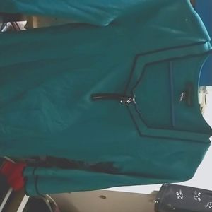 Teal Zipper blouse top